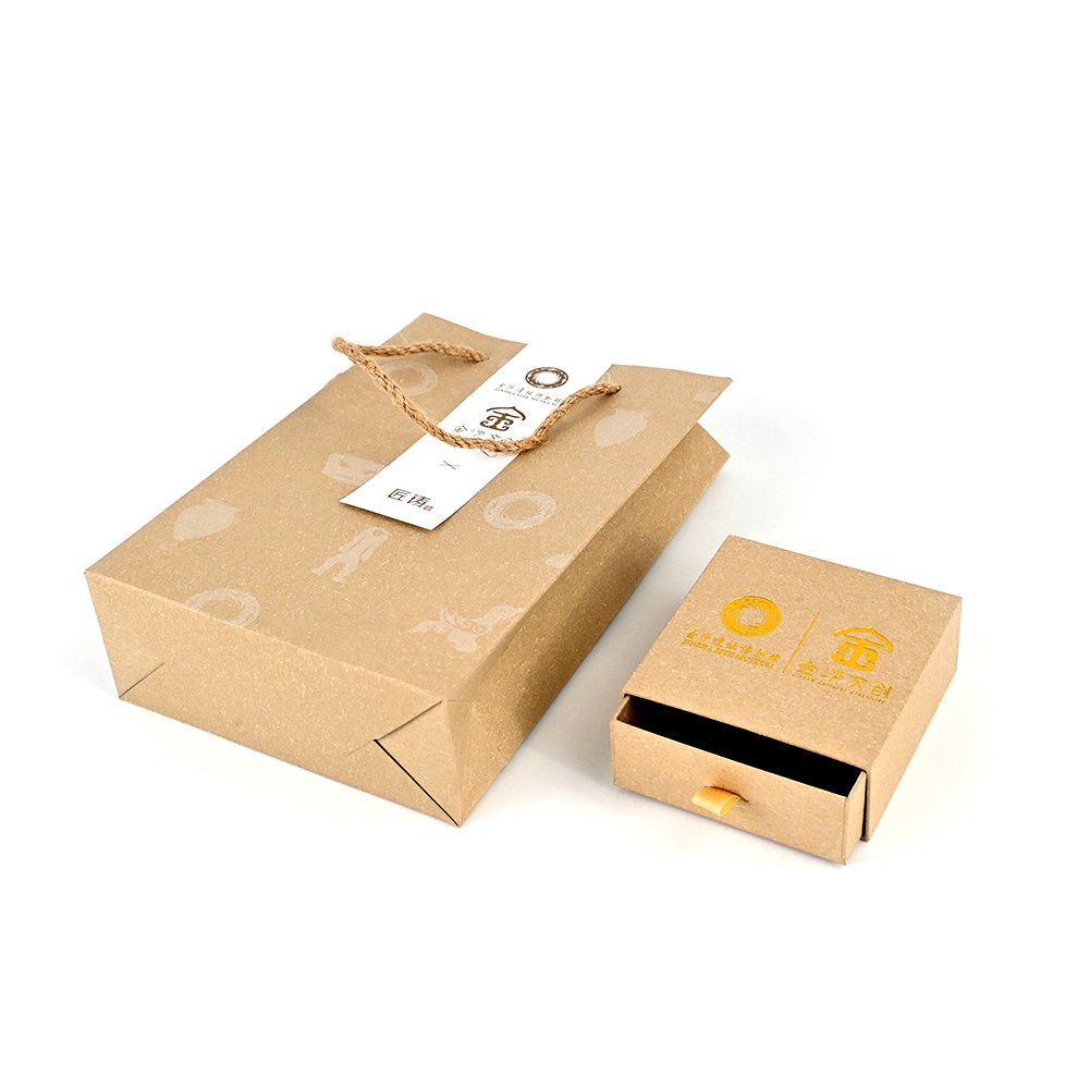 Kraft paper hot gold stationery souvenir paper bag paper box matching