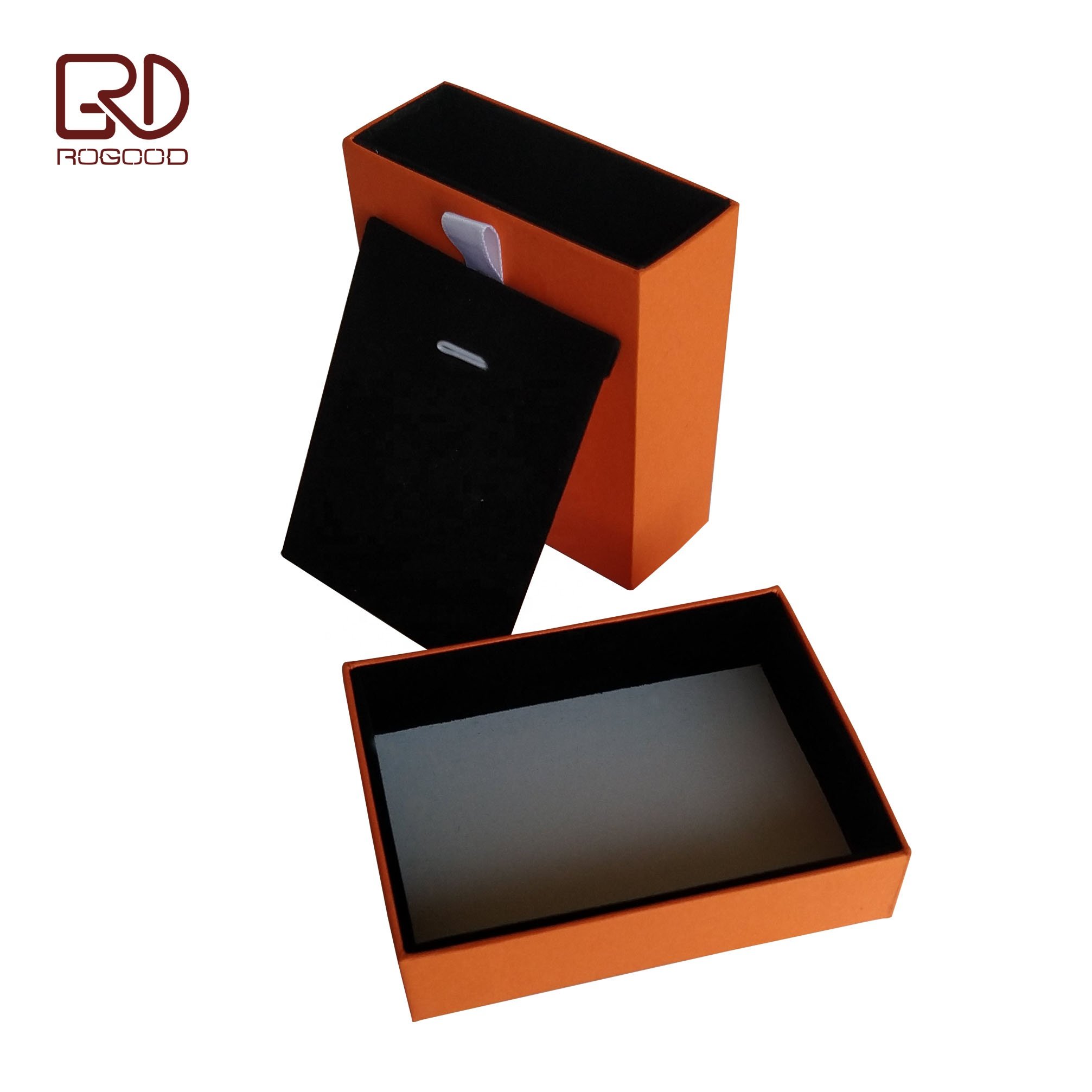 ROGOOD 9x7.5x3cm Fancy orange color paper sliding drawer match box for necklace/ear studs P1902