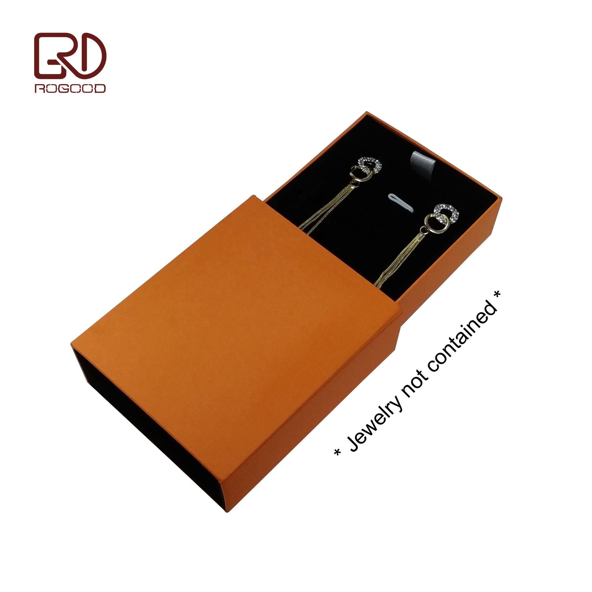ROGOOD 9x7.5x3cm Fancy orange color paper sliding drawer match box for necklace/ear studs P1902