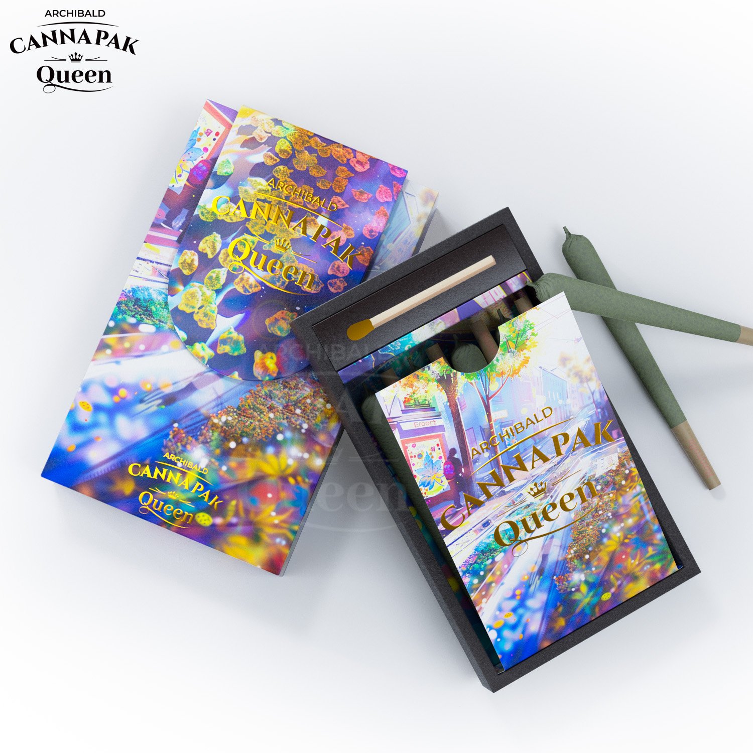 Archibald Exported Good Quality Tobacco Box Child Resistant Slide Out Cassette Tape Pre Roll Cig Box With Match