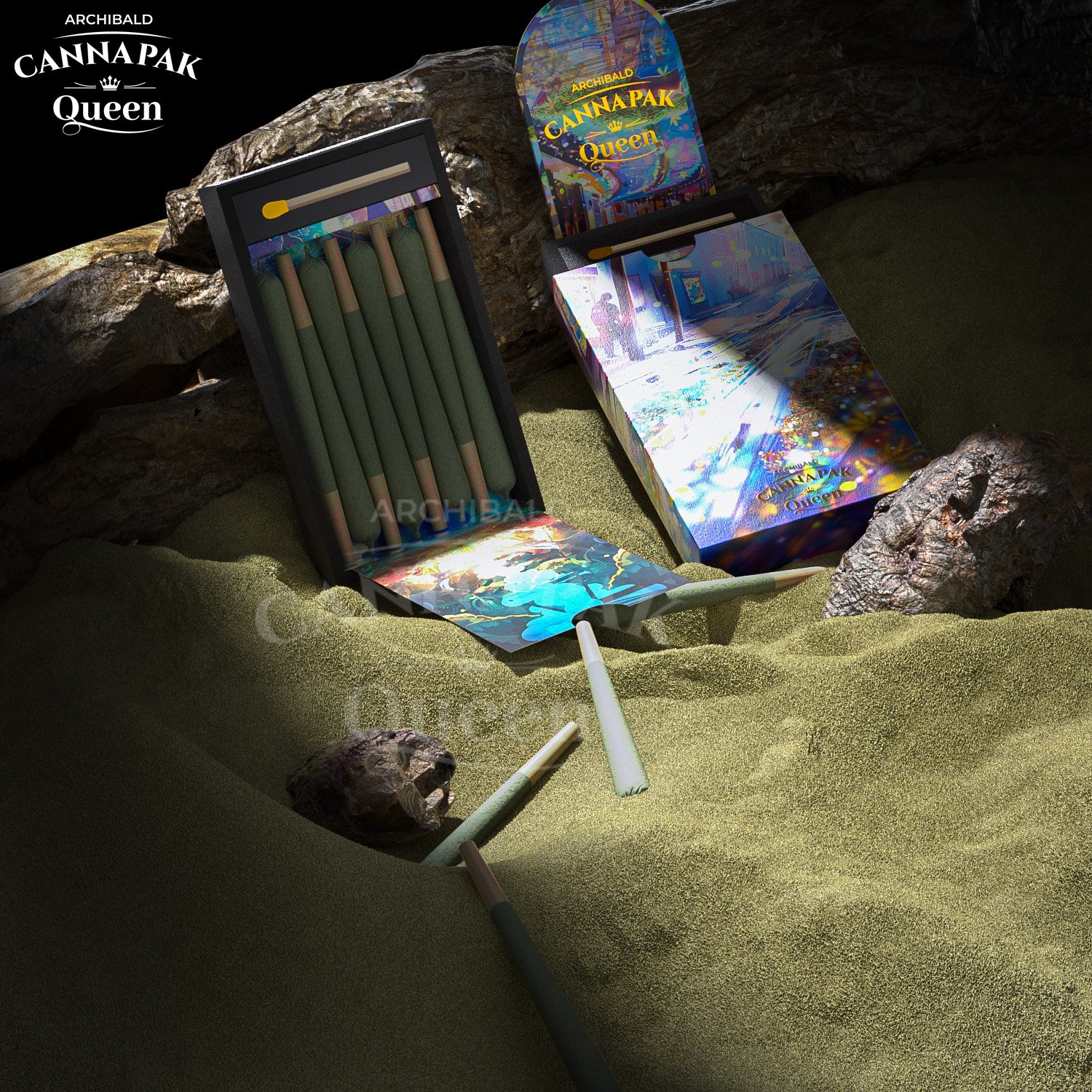 Archibald Exported Good Quality Tobacco Box Child Resistant Slide Out Cassette Tape Pre Roll Cig Box With Match