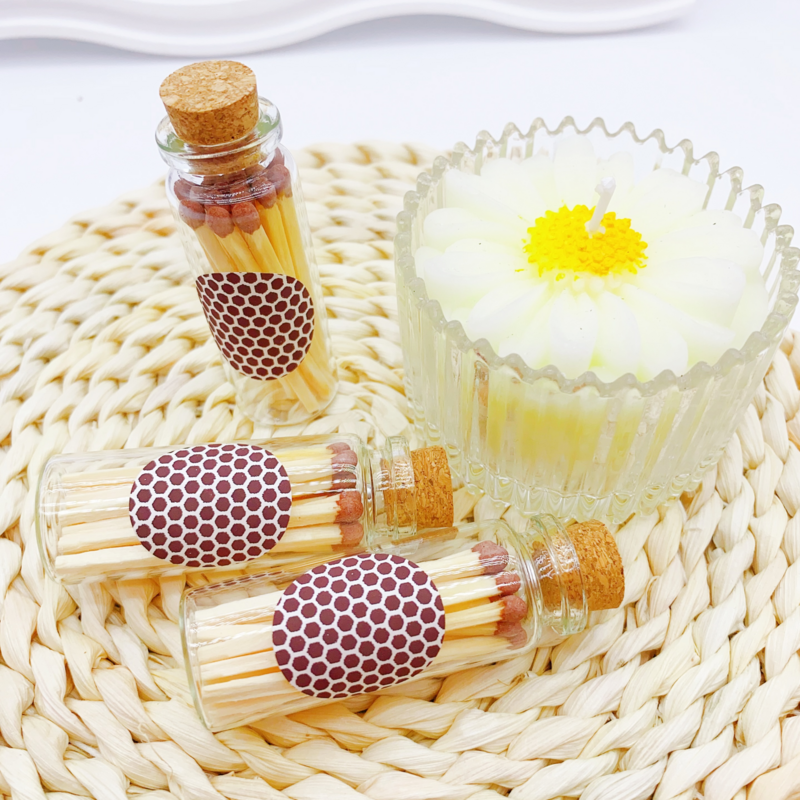 2024 Glass Match Jar cloche bottle Factory wholesale Glass Match Cloche jar bottle Matches in glass jar with strike Matchsticks