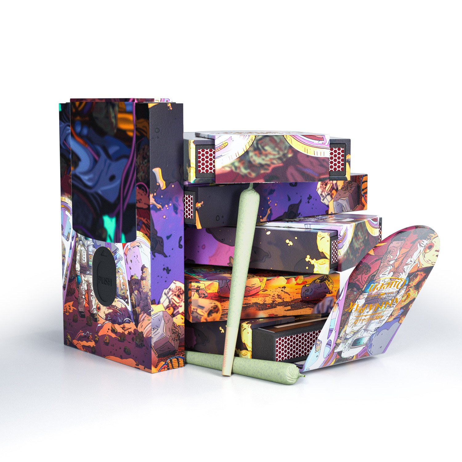 Archibald Pre Paper Roll Match Box Portable Rigid Empty Cartridge Boxes Custom Packaging Box Magnet Flip Cigarette Packaging
