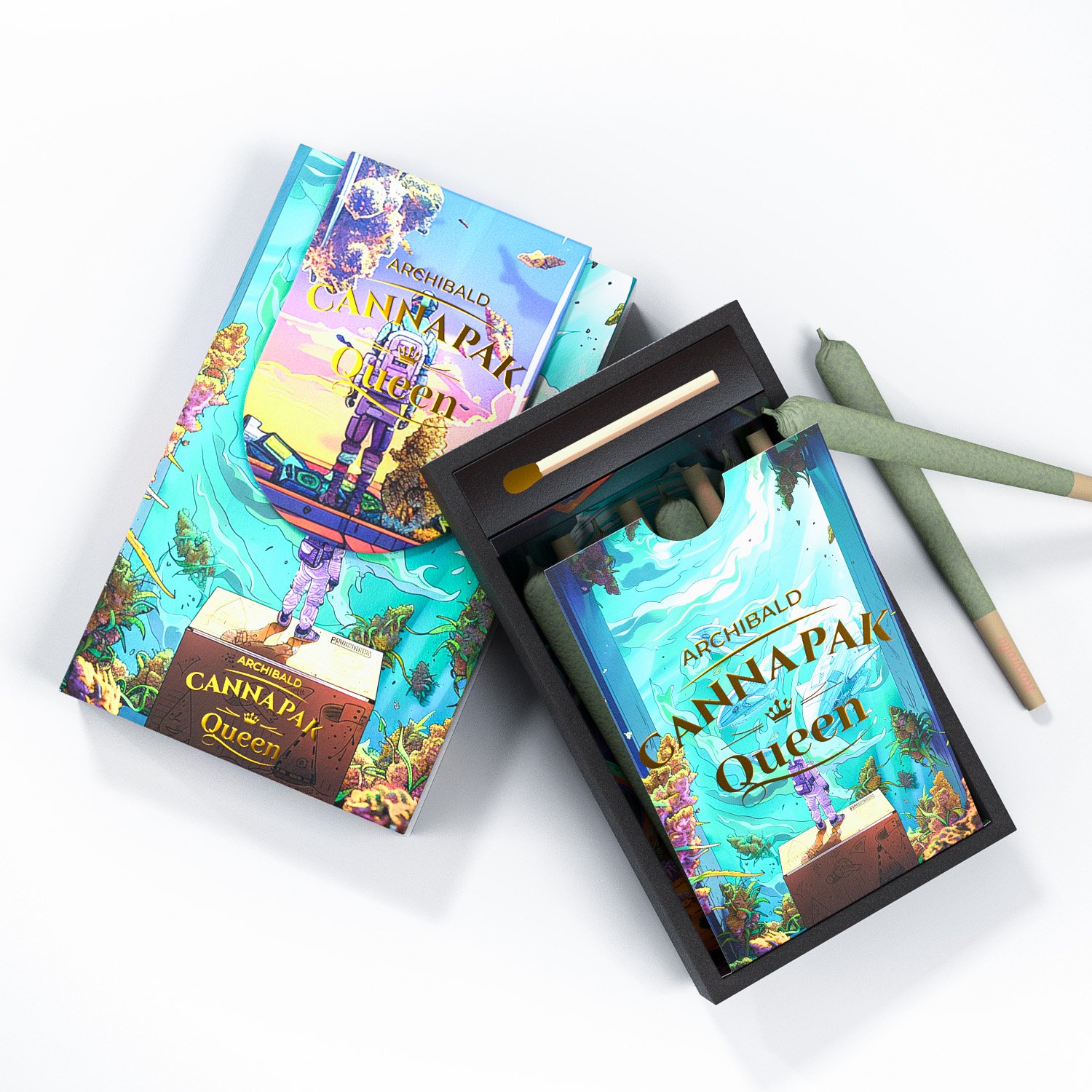 Archibald Pre Paper Roll Match Box Portable Rigid Empty Cartridge Boxes Custom Packaging Box Magnet Flip Cigarette Packaging