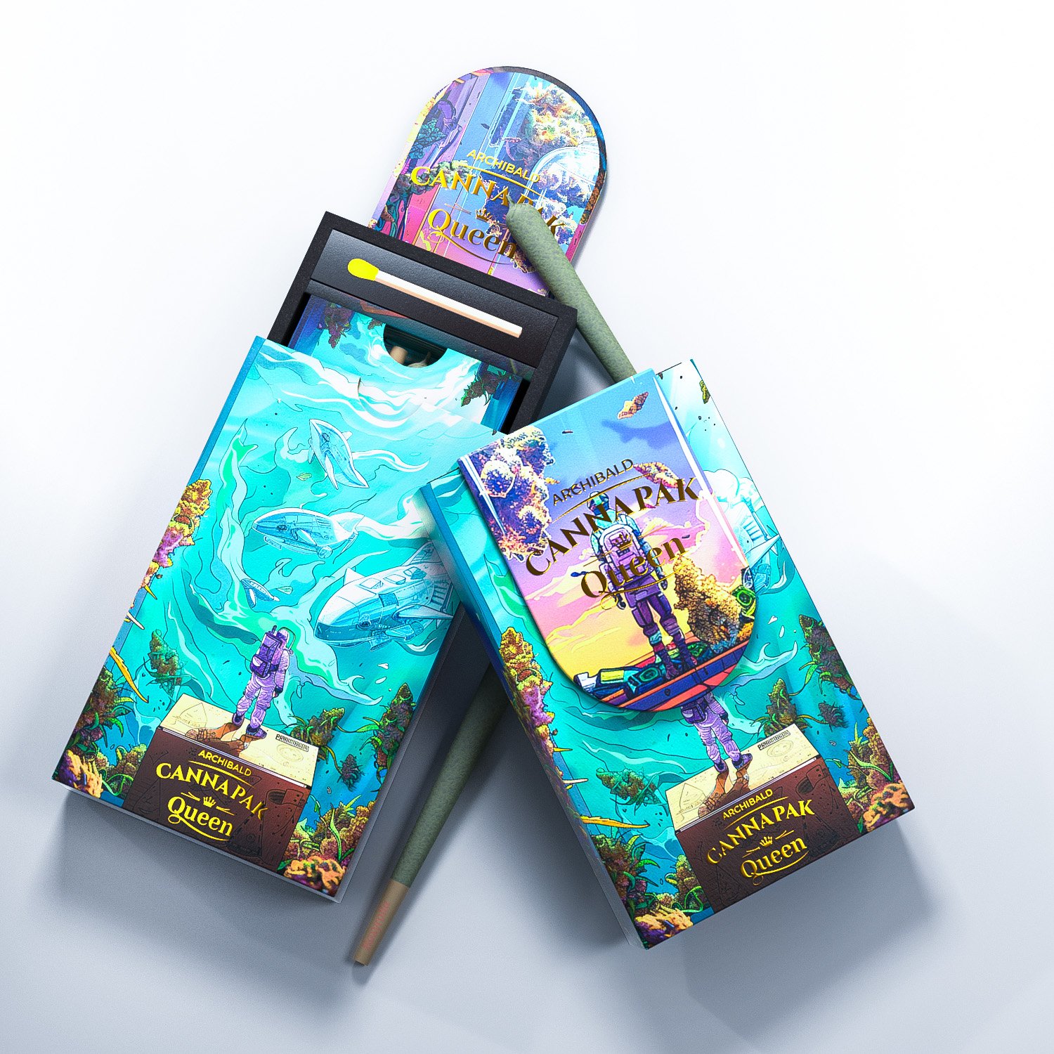 Archibald Pre Paper Roll Match Box Portable Rigid Empty Cartridge Boxes Custom Packaging Box Magnet Flip Cigarette Packaging