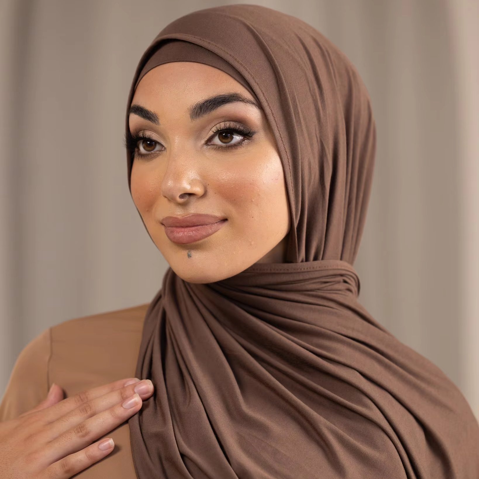 2 piece cotton jersey matching undercap women hijab high quality Luxury Jersey Shawl Scarf Stretch