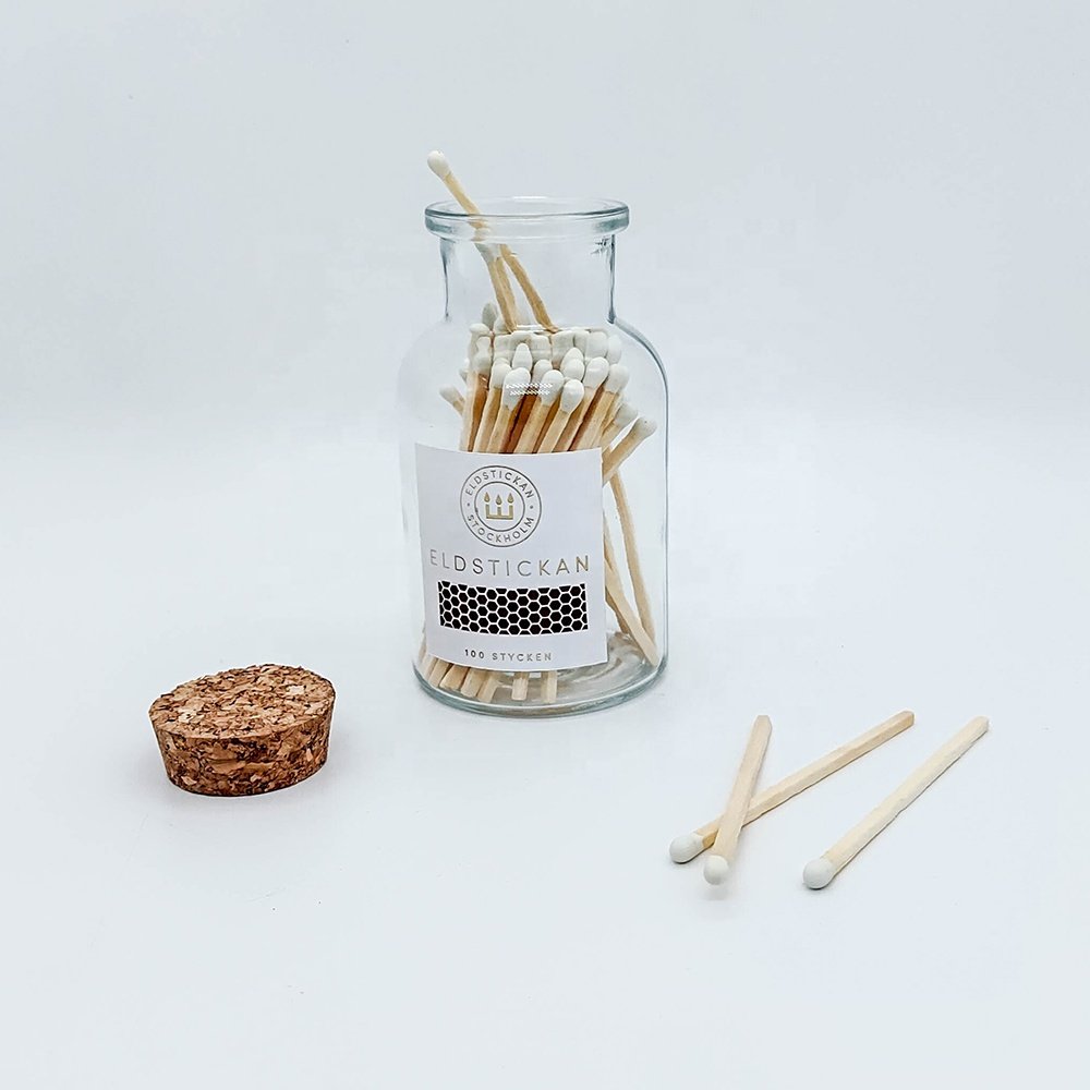 New Arrival custom bottle matches in jar glass bottle safety mix color matches