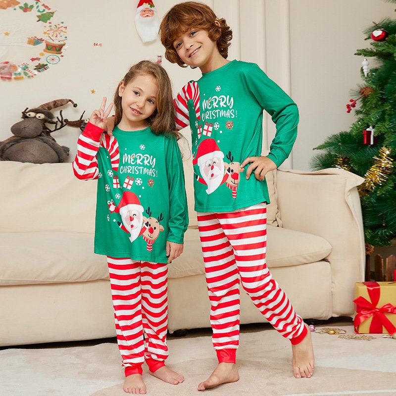 Wholesale Plus Size Custom Logo Striped Crutch Xmas Pyjamas pjs Adults Kids Baby Romper Family Matching Christmas Pajamas