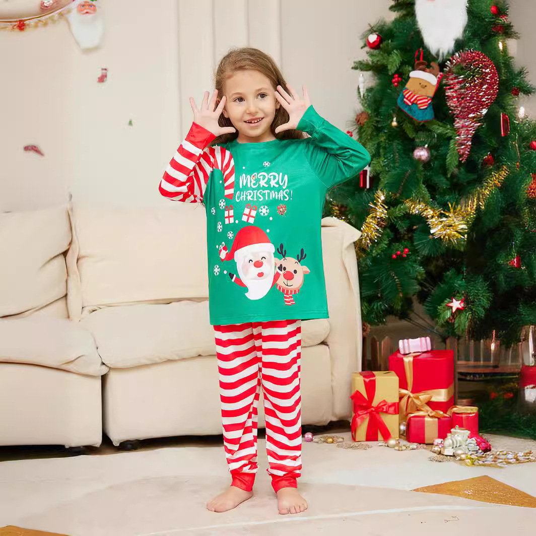 Wholesale Plus Size Custom Logo Striped Crutch Xmas Pyjamas pjs Adults Kids Baby Romper Family Matching Christmas Pajamas