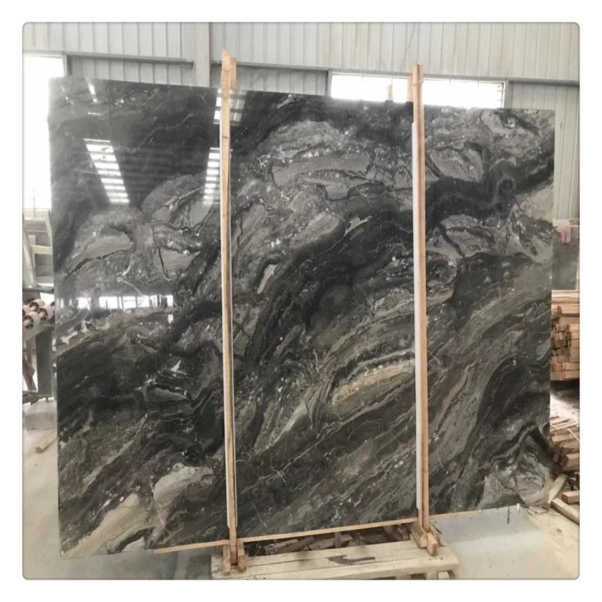 Venice Frappuccino brown marble book match slabs for lobby wall background