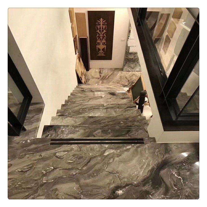 Venice Frappuccino brown marble book match slabs for lobby wall background