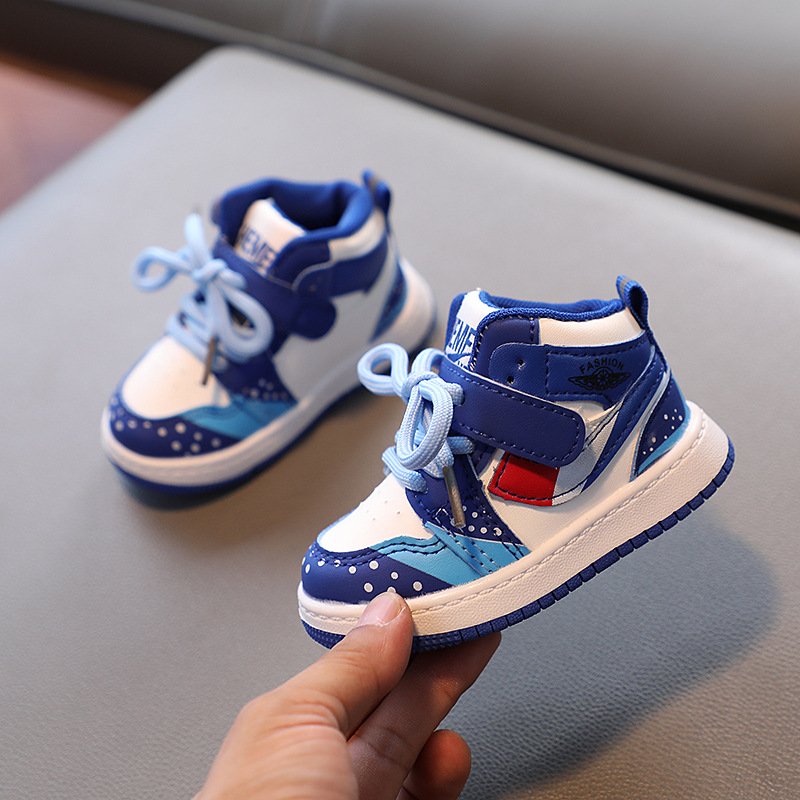 Autumn and winter children's fashion color matching non-slip casual sports shoes boys and girls wear-resistant basketball shoes