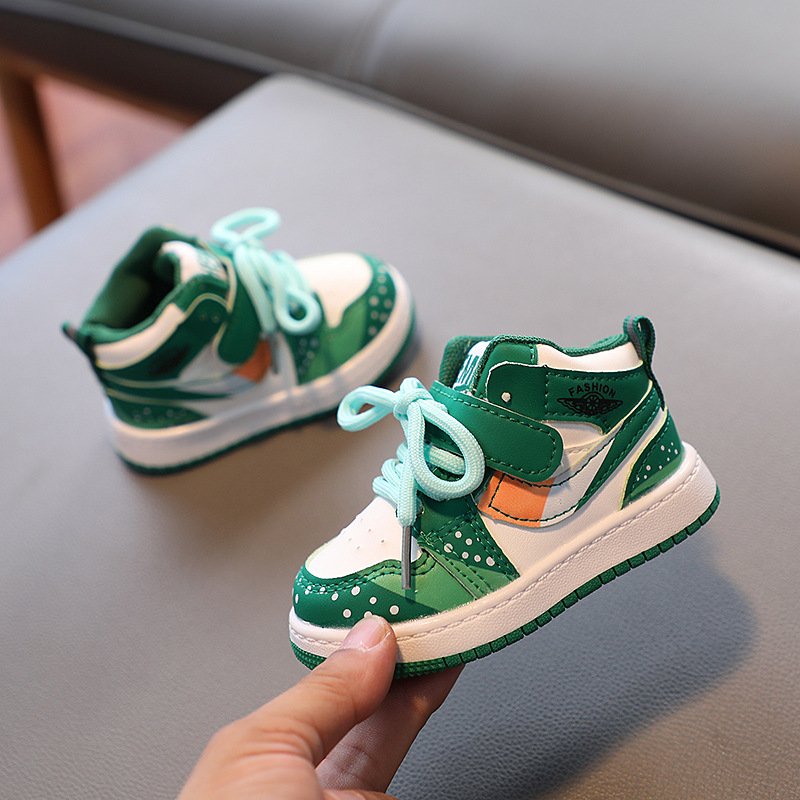 Autumn and winter children's fashion color matching non-slip casual sports shoes boys and girls wear-resistant basketball shoes