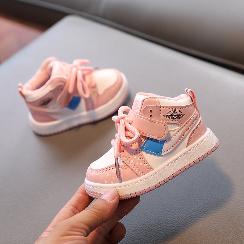 Autumn and winter children's fashion color matching non-slip casual sports shoes boys and girls wear-resistant basketball shoes