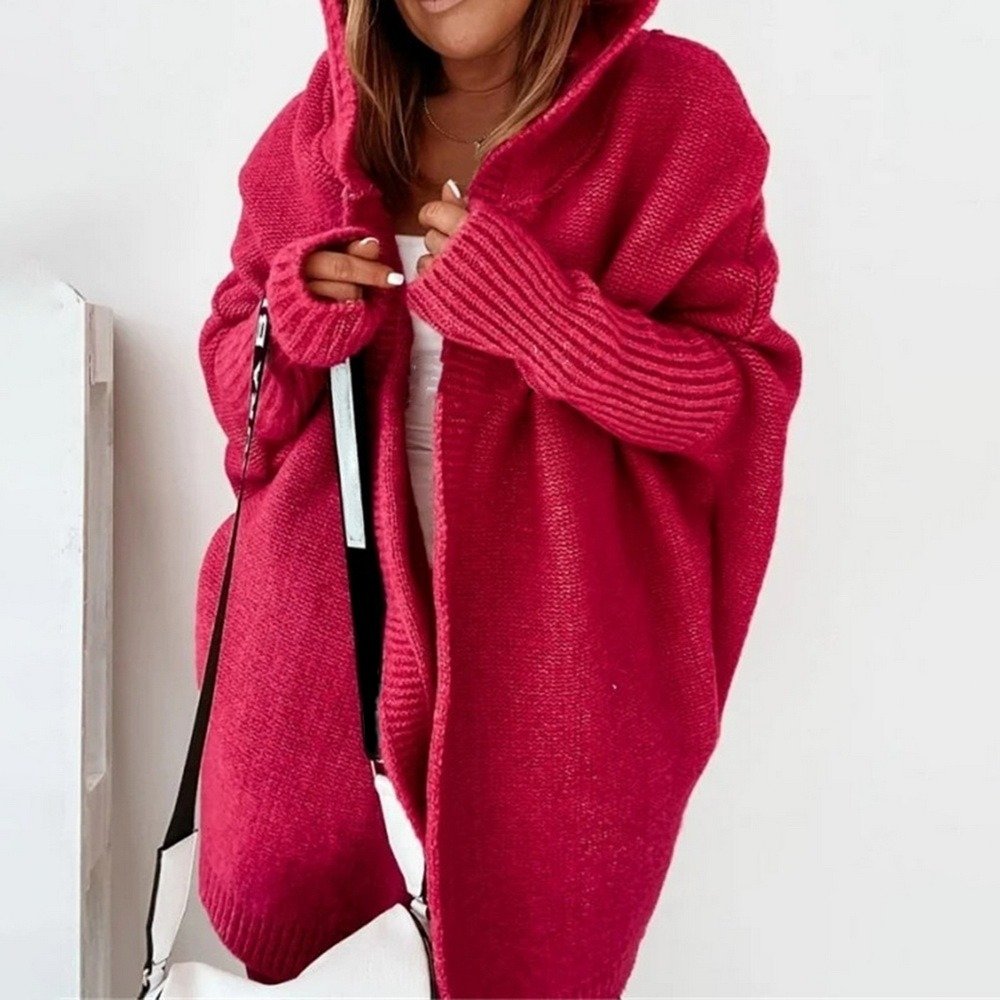 Mid-length All-match Cardigan Women Korean Fashion Loose Batwing Sleeve Sweaters Autumn New Loose Hooded Sweater Women's Jacket