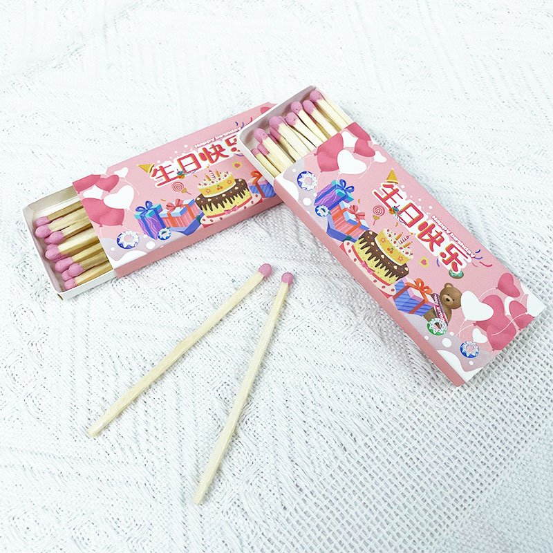Customized box matches, different color matchsticks in different lengths, lower MOQ price hotel colored matchsticks