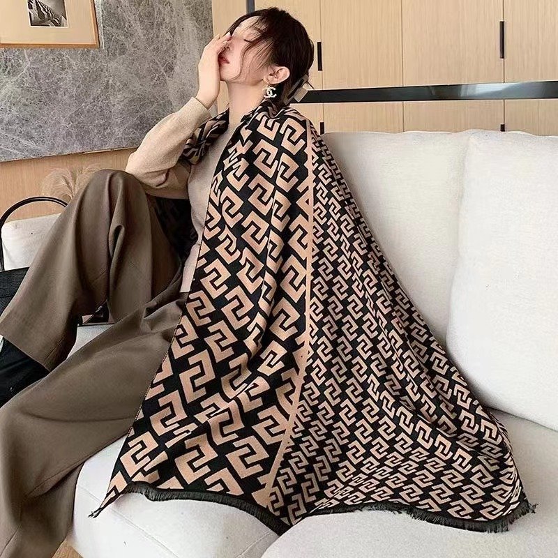 Autumn Winter New Letter Cashmere Scarf Korean Style Printed Checkerboard All-Match Shawl Women Warm Stylish All Season Scarf