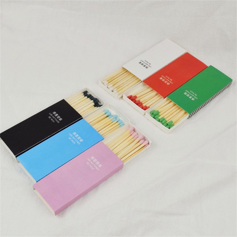 Luxury Candle Matchbox Long Wooden Stick Matches Custom Box Logo Color Hotel Birthday Box Matches