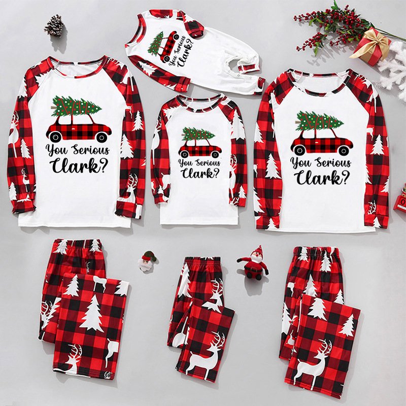 Family Matching Outfits Christmas Printed Pajamas Father Mother Kids Dog Matching Clothes Pajamas Set