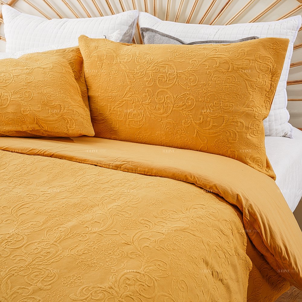 100% Pre-washed Cotton Mustard Custom Quilt Design Twin Full Queen King Size Bedding Duvet Cover Matching Pillowcase