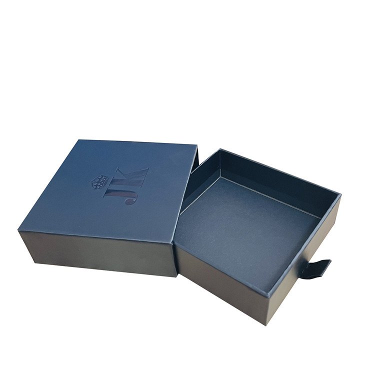 Custom Packaging paper gift Box logo Foil Luxury Premium Black Slide Open Drawer Match