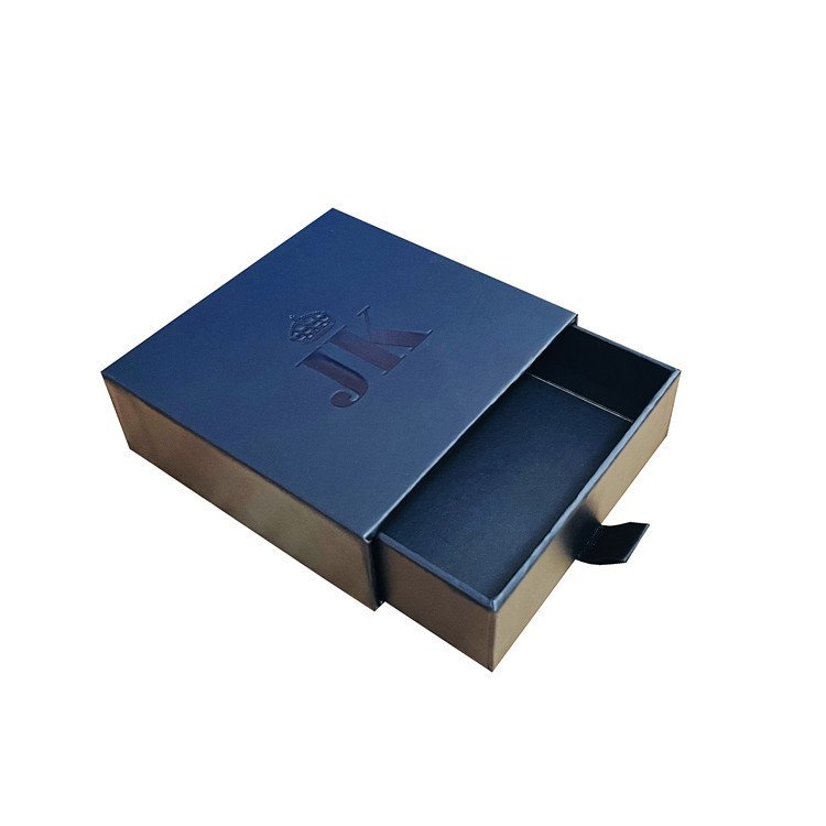 Custom Packaging paper gift Box logo Foil Luxury Premium Black Slide Open Drawer Match