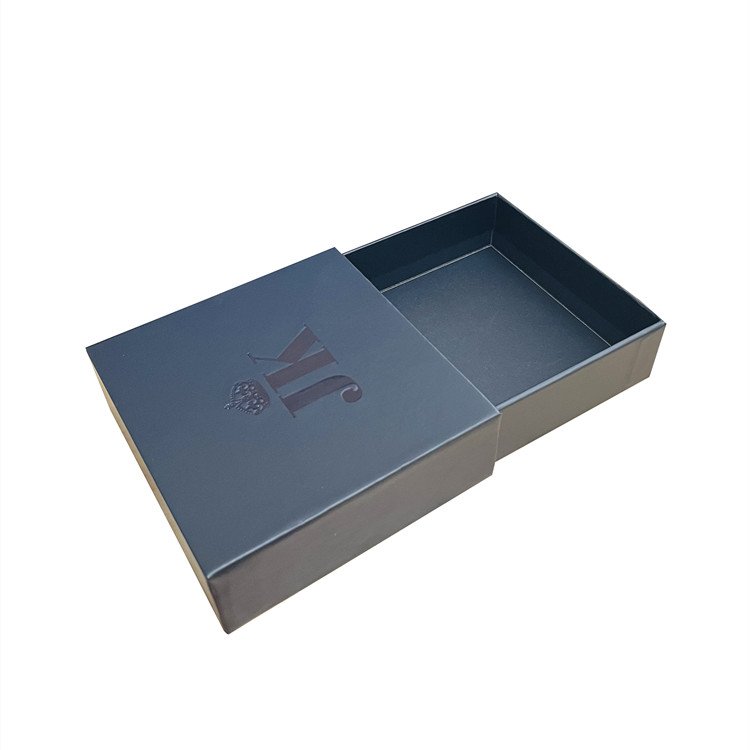 Custom Packaging paper gift Box logo Foil Luxury Premium Black Slide Open Drawer Match