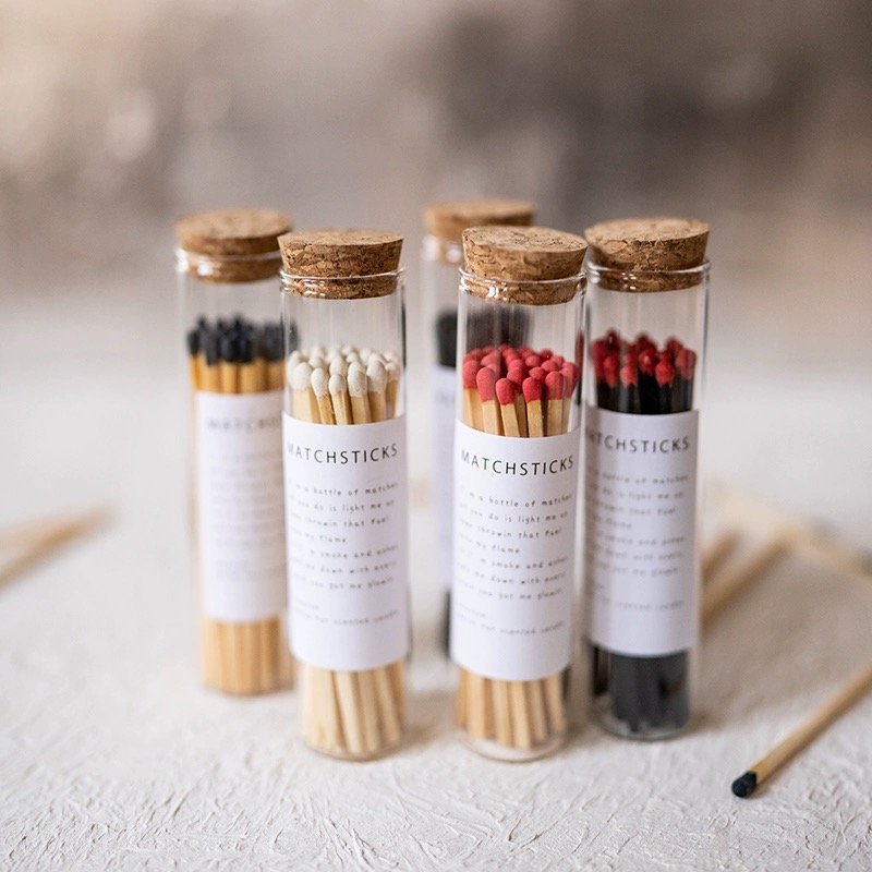 Luxury Matches In Glass Jar With Logo High Quality Colored Matches Safety personalized Long safety Matches