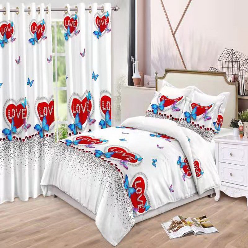 6 Piece Bed Skirt Set With Curtain Duvet Cover With Matching Curtain Bed Sheet Set With Curtains