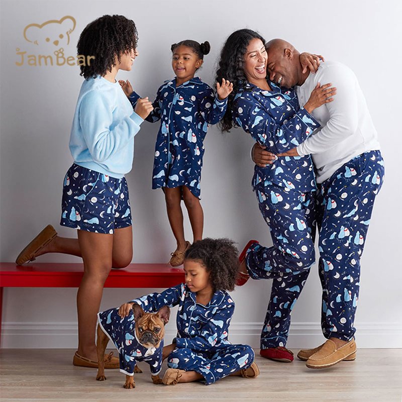 100% Organic cotton interlock family dog pyjamas christmas matching family pajamas family pajamas matching Pet and Owner Pajamas