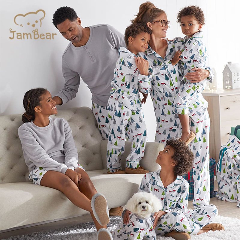 100% Organic cotton interlock family dog pyjamas christmas matching family pajamas family pajamas matching Pet and Owner Pajamas