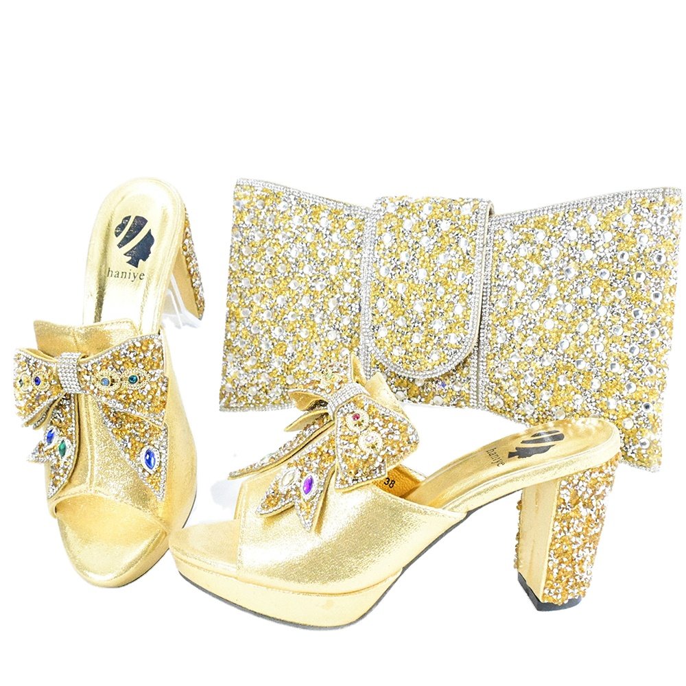 Sinya Luxury Ladies Italian Style Matching Shoes And Bags Blue Gold Orange Shoe And Bag Set For African Women