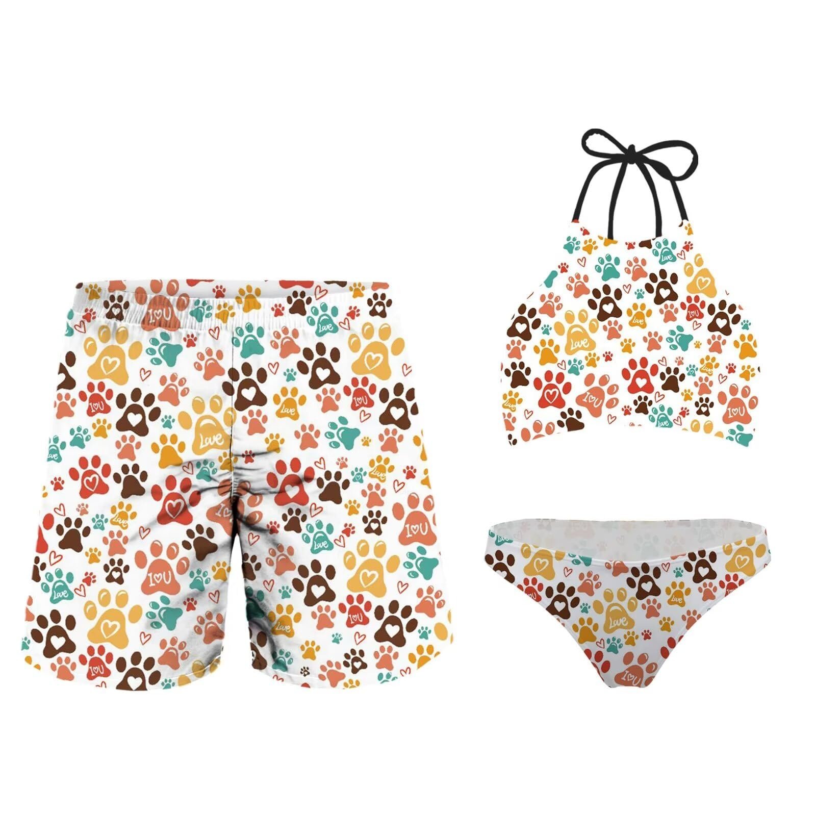Customized Animal Pattern Print Couples Matching 2 Piece Set Luxury Swimwear Bikini Beachwear Fitness Swimwear for Women