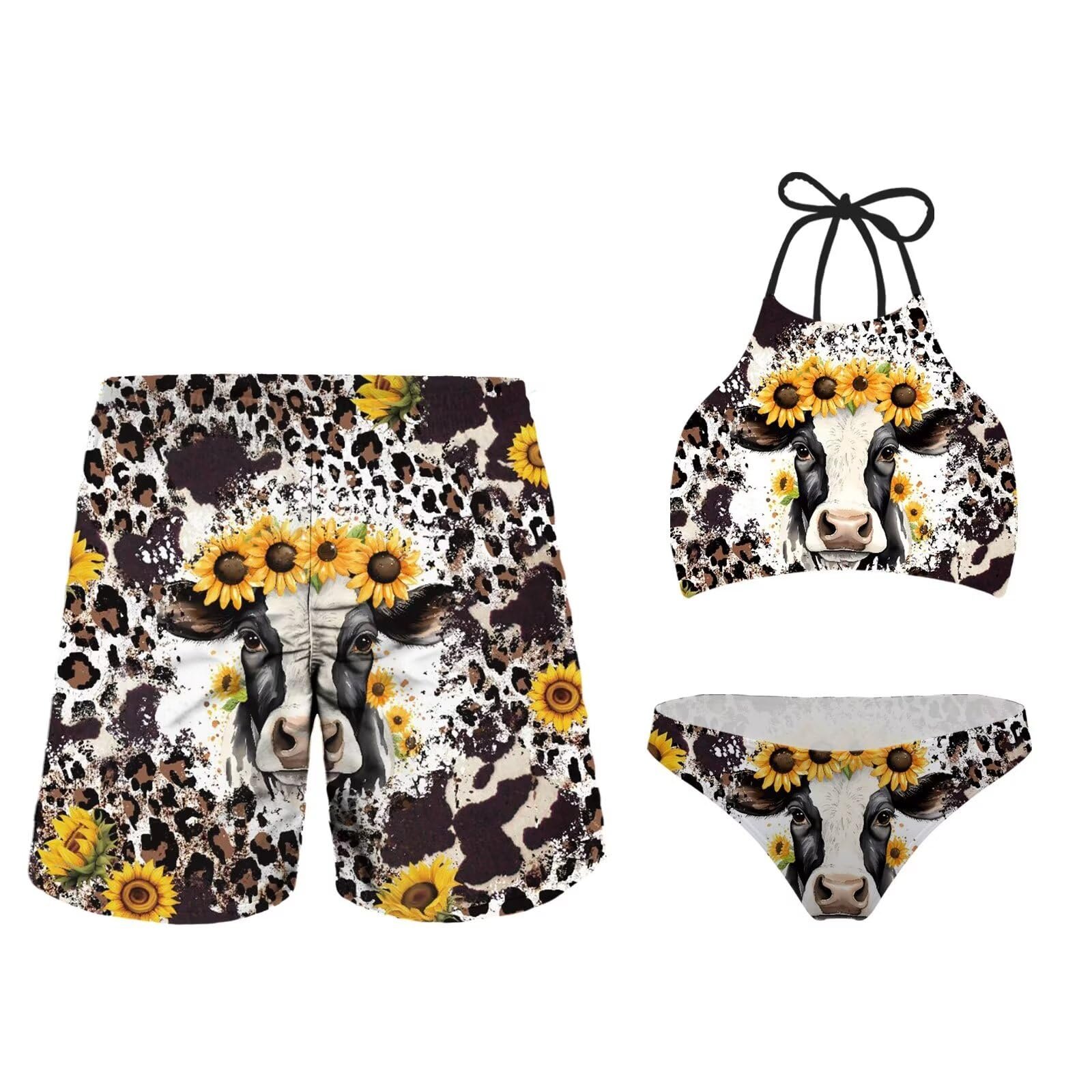 Customized Animal Pattern Print Couples Matching 2 Piece Set Luxury Swimwear Bikini Beachwear Fitness Swimwear for Women