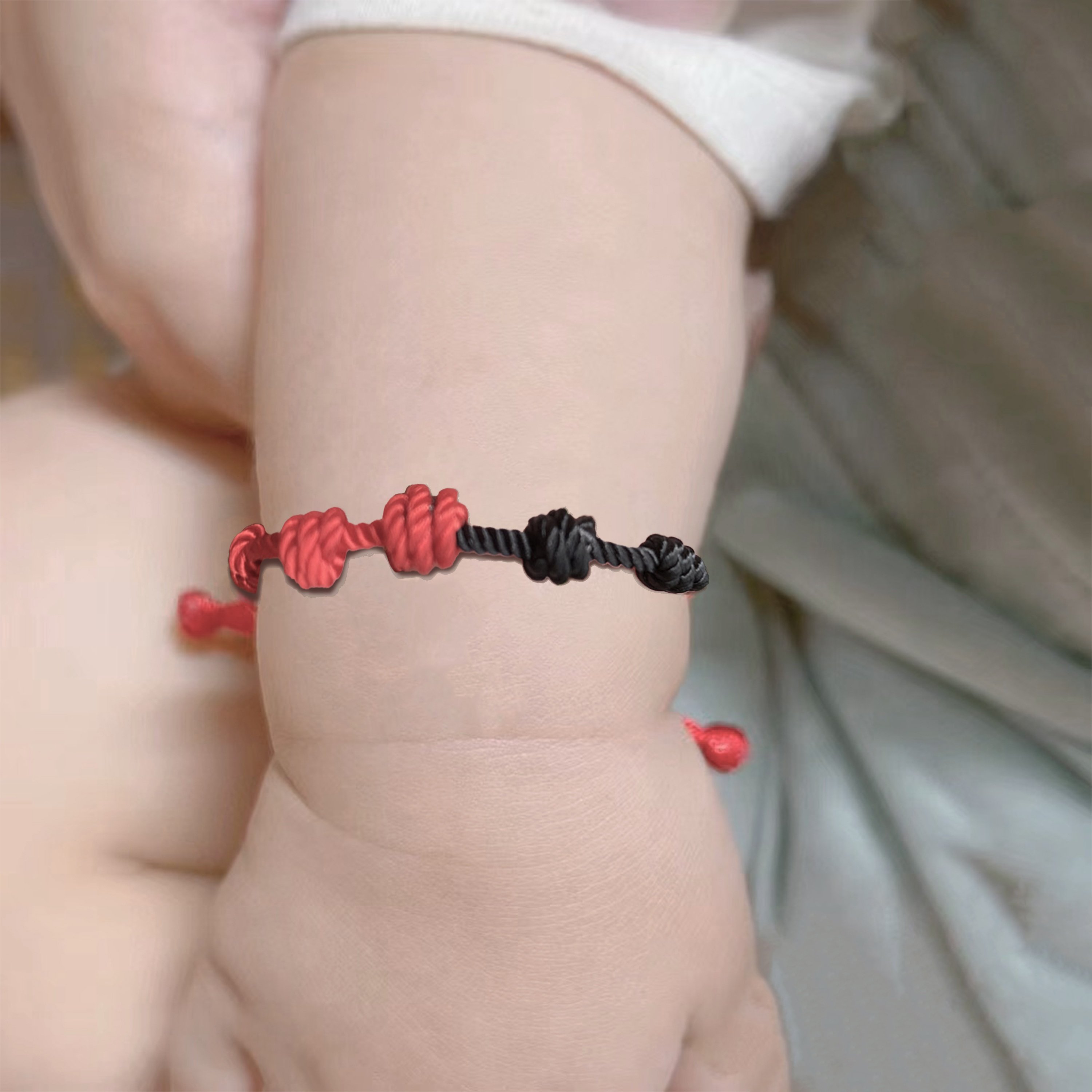 7 Knots Bracelet Baby Mommy Daddy Matching Bracelets Braid Lucky Black Red String Kabbalah Protection Bracelet