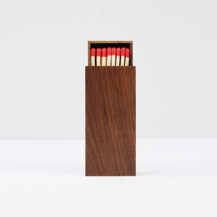Home Decor Wood Walnut Matchbox for Candle Gift Long Wooden Stick Matches with Custom Wood Match Box