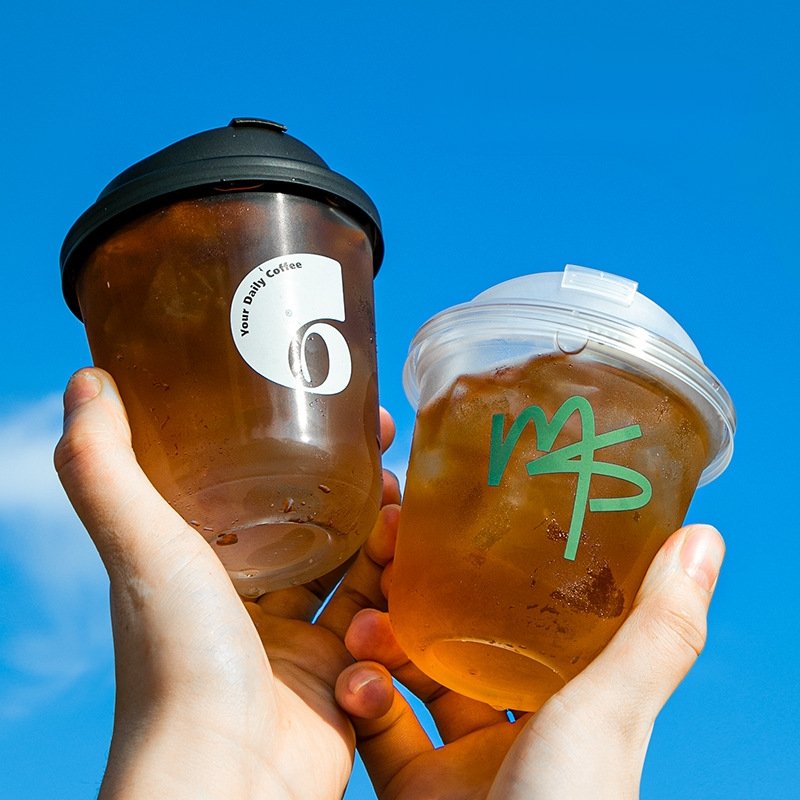 Cundao Disposable Logo Printed Round Plastic 12oz 16oz U Shape Bubble Tea Boba Coffee PET Cups With Lids