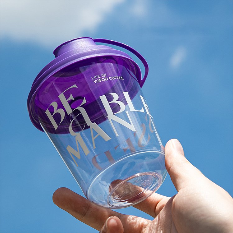 Cundao Disposable Logo Printed Round Plastic 12oz 16oz U Shape Bubble Tea Boba Coffee PET Cups With Lids