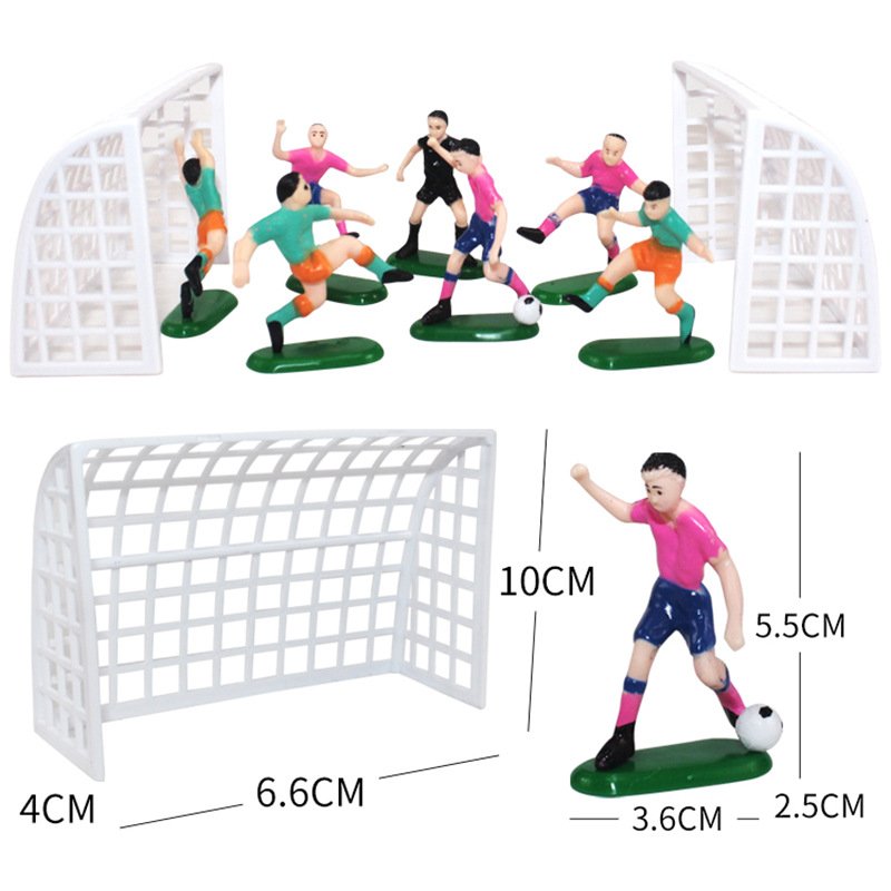 hot selling plastic Soccer field football player cake decoration soccer match soccer goal for boy birthday cake