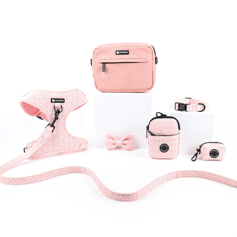 Luxury Neoprene Custom Dog Harness Set Dog Leash Personalized Matching Dog Collar And Leash Poop Bag Holder Dispenser