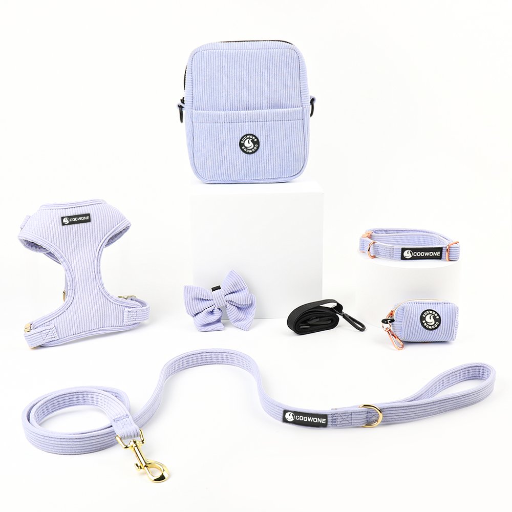 Luxury Neoprene Custom Dog Harness Set Dog Leash Personalized Matching Dog Collar And Leash Poop Bag Holder Dispenser