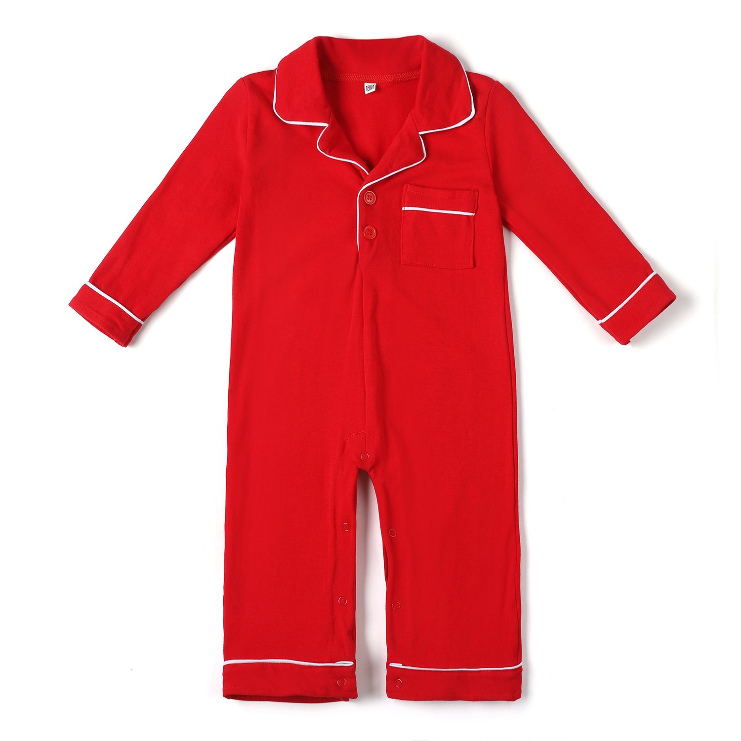 Classic Red Pajama Set for kids Buttons down Christmas family match Pjs long sleeve cotton monogram Children sleepwear sets