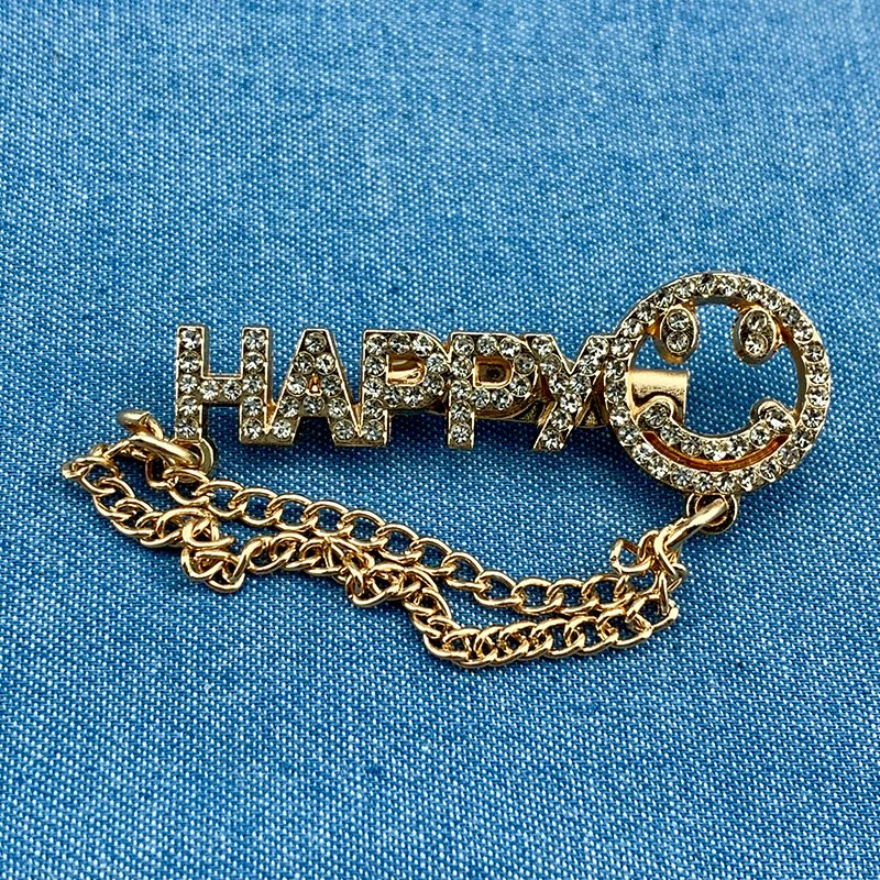 High-grade letter brooch women's high-grade individual corsage chain set diamond all matching dress pin pearl