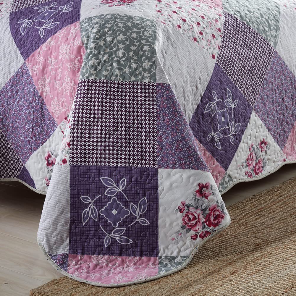 Design Quilt Bedding Set Romantic Handmade 100% Cotton Washable Three-Piece Suit 3D Embroidery Bedspread