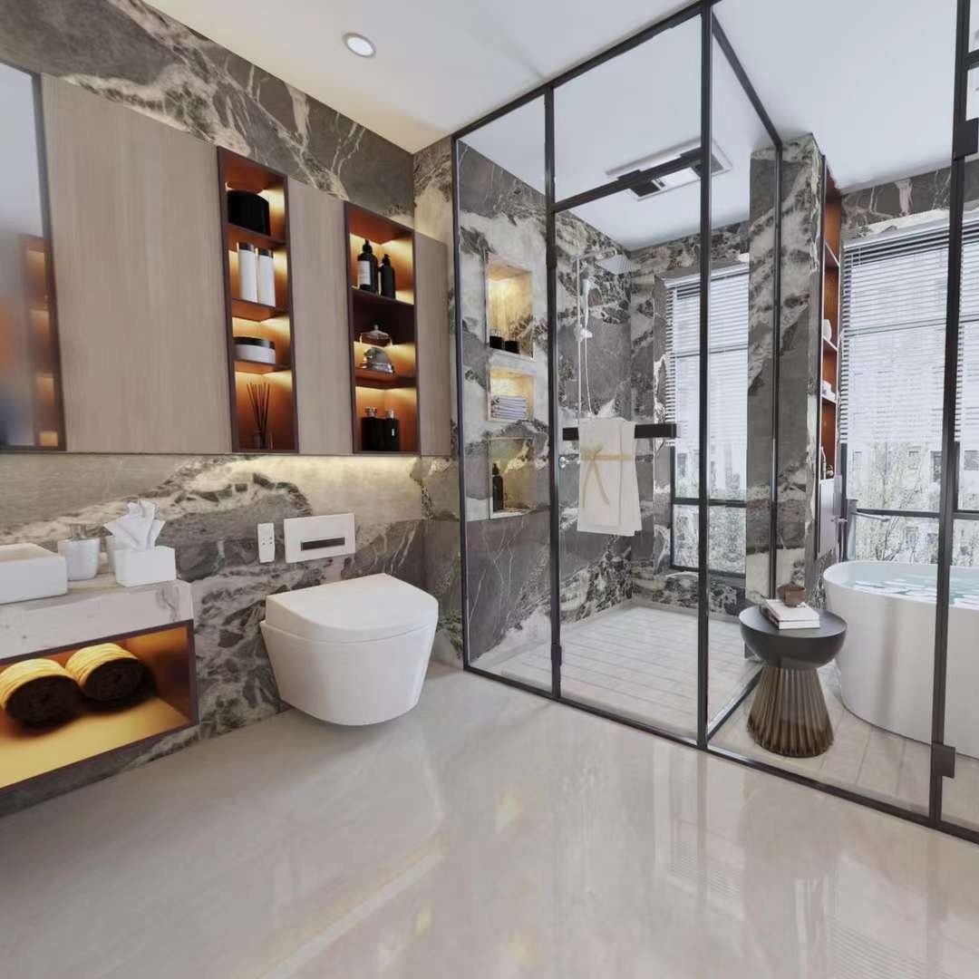 Hotel Hall Background Wall Cladding Panel Design Popular Style Book Match Backlight Exotic Stone Slab