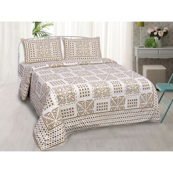 Indian 100% Cotton Bed Sheet Sanganeri Hand Print Floral With Two Matching Pillow Covers Bedroom Luxury King Size Set