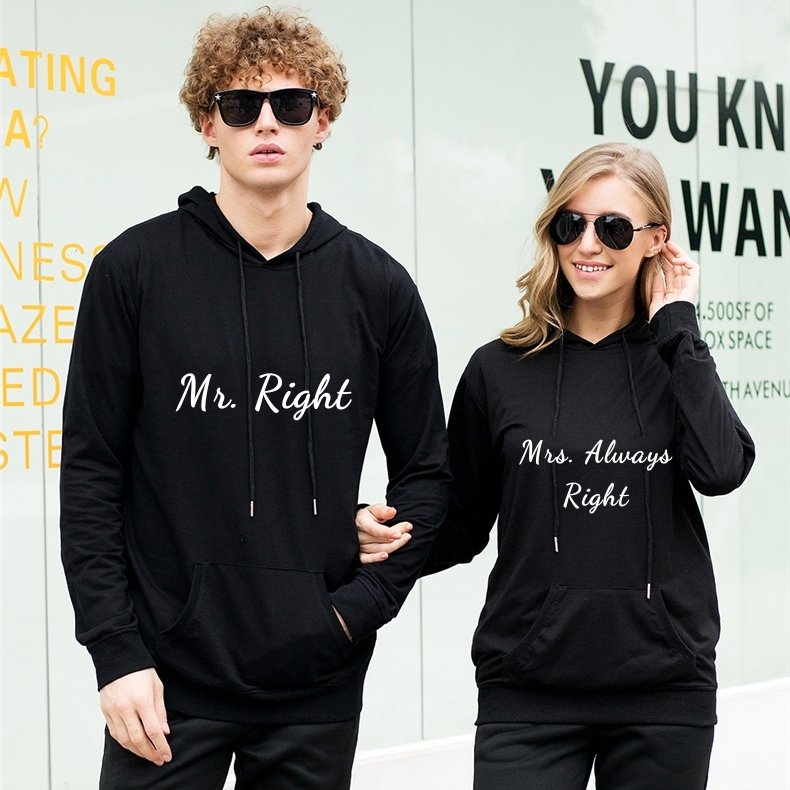 2pcs Valentine&#39;s Day Custom Embroidered Hoodies Couple Matching Design Personalized Polyester/cotton Sweatshirt OEM Service