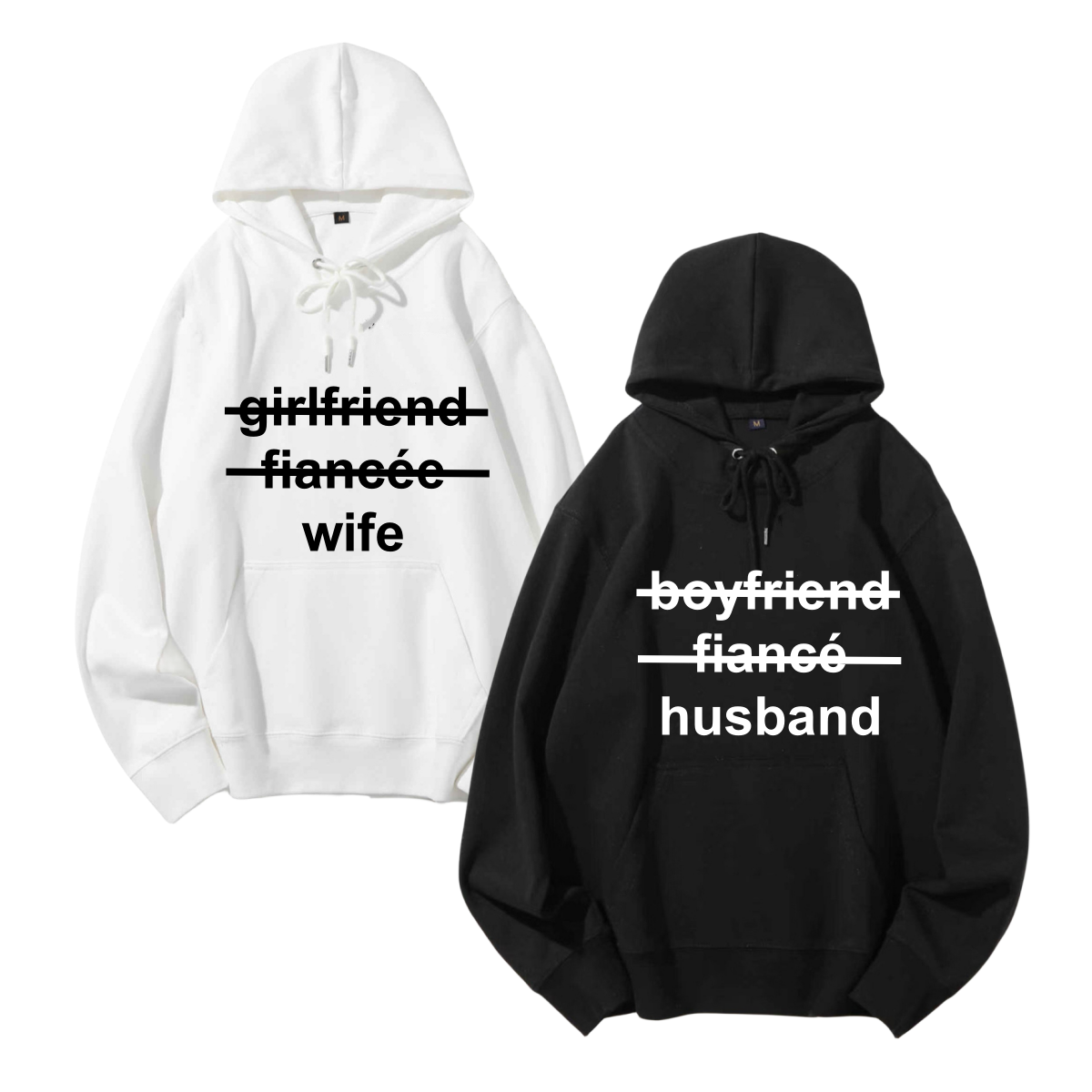 2pcs Valentine&#39;s Day Custom Embroidered Hoodies Couple Matching Design Personalized Polyester/cotton Sweatshirt OEM Service