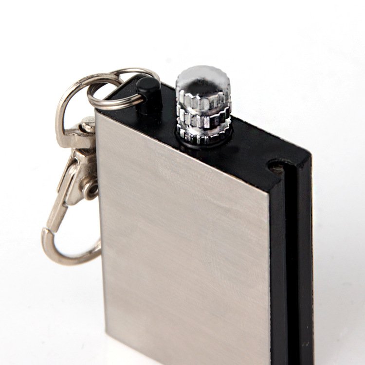 New designs Stainless Steel Flint Fire Starter Square Match Lighter Cigarette Accessories keychain flint fire starter