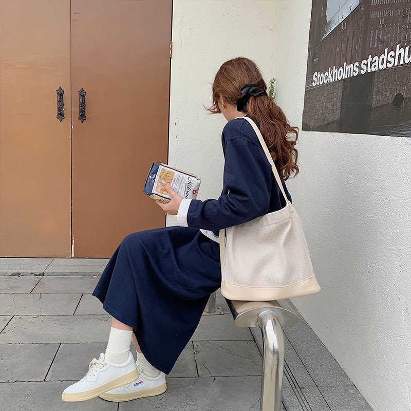 Large Capacity Korean Style Canvas Crossbody Bag for Women and Mothers Easy Match Casual Shoulder Satchel with Open Closure